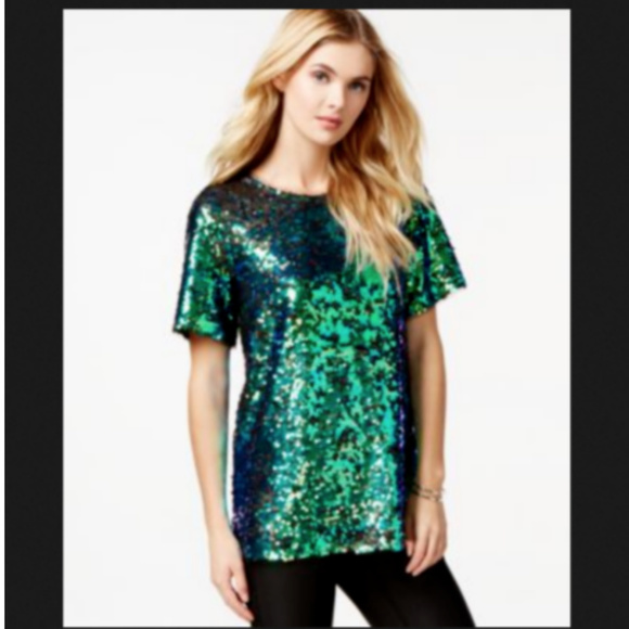 emerald sequin top